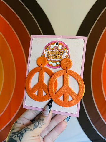 Glitter Orange Peace Signs